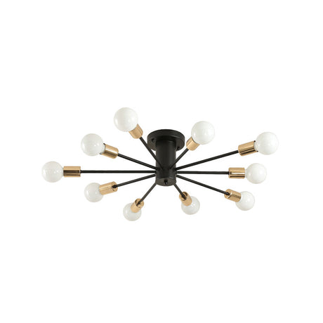 Semi Flush Mount Vintage Ceiling Light Fixture 6/8 Heads Black/White Metallic For Kitchen