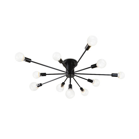 Semi Flush Mount Vintage Ceiling Light Fixture 6/8 Heads Black/White Metallic For Kitchen