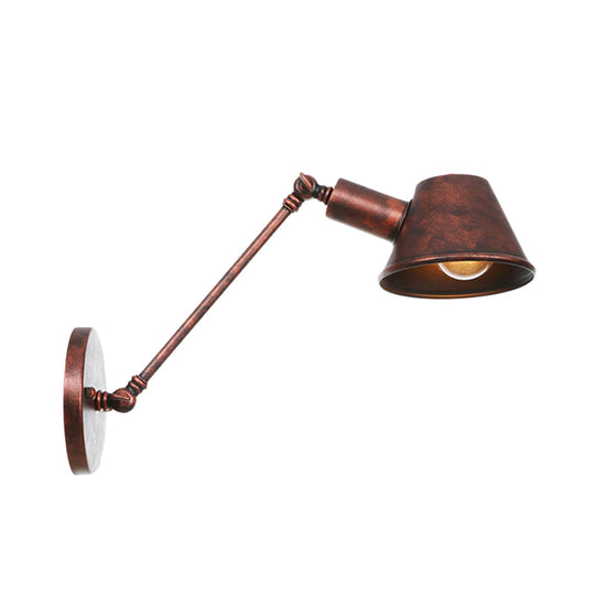 Rustic Iron Swing Arm Wall Lamp - Antique Bell Sconce Lighting Fixture For Bedroom (8/12 Long)