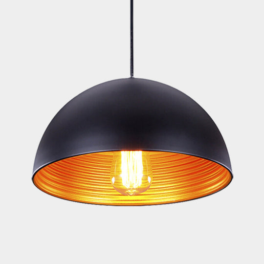 Industrial Dome Hanging Ceiling Pendant Lamp (White/Black) For Bar