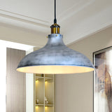 Rustic Barn Metal Ceiling Lamp With Silver Shade For Living Room