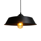 Farmhouse Barn Pendant Lamp - Height Adjustable Black/White Metal Hanging Light For Bars