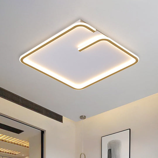 Simple Led Acrylic Flushmount Light - White Square Flush Mount Warm/White 16/19.5 Width