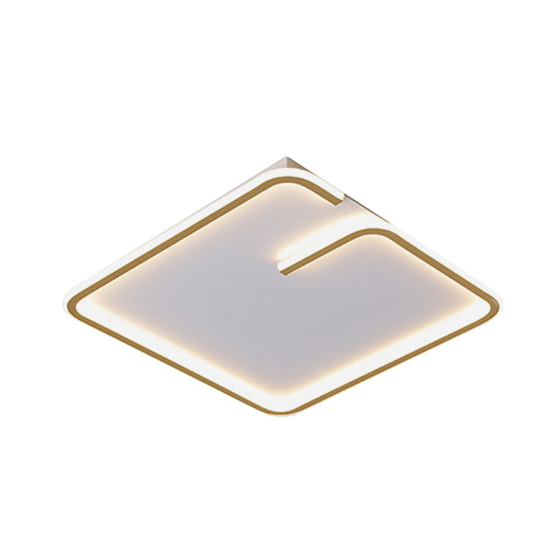 Simple Led Acrylic Flushmount Light - White Square Flush Mount Warm/White 16’/19.5’ Width