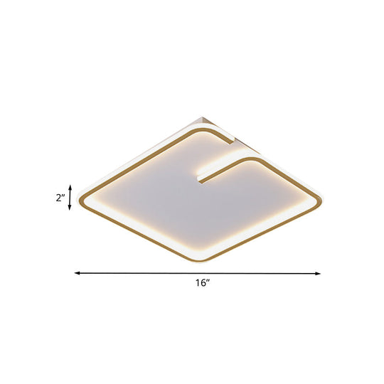 Simple Led Acrylic Flushmount Light - White Square Flush Mount Warm/White 16/19.5 Width