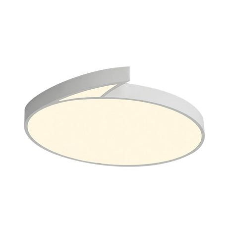 Modern Round Flush-Mount Ceiling Light - Black/White 18/21.5 Led Acrylic Flushmount With Fin Detail