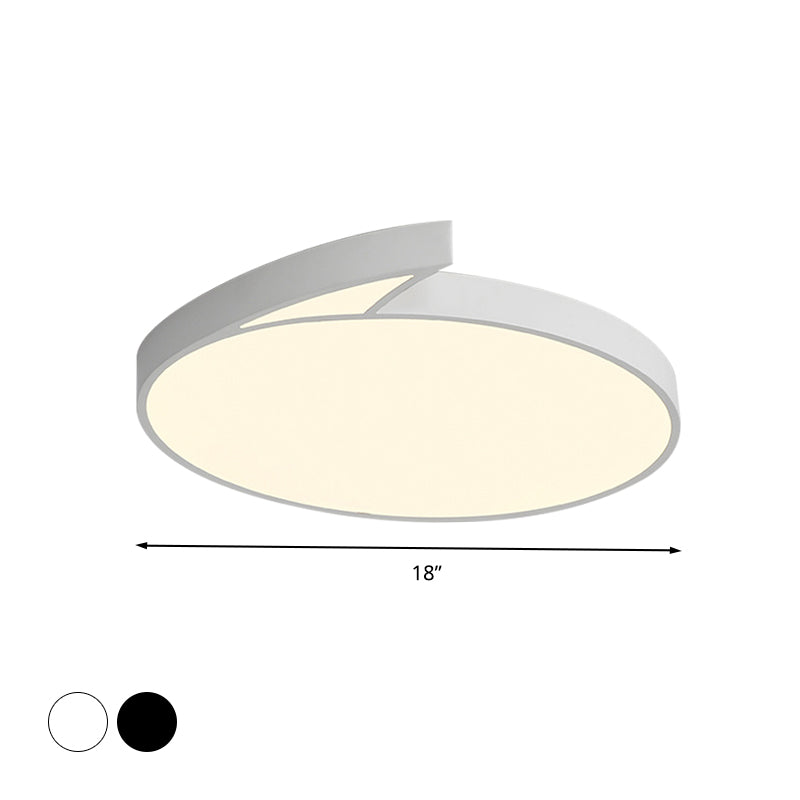 Modern Round Flush - Mount Ceiling Light - Black/White 18’/21.5’ Led Acrylic Flushmount With