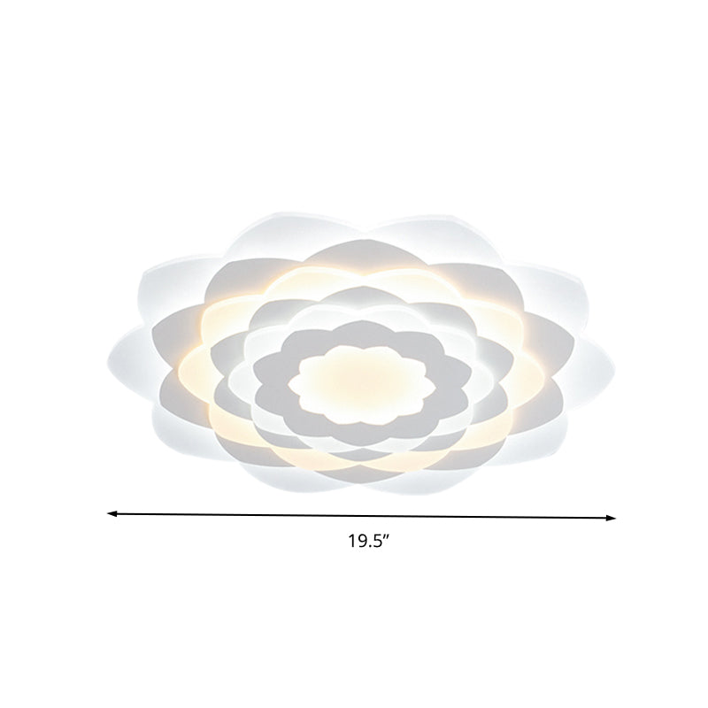 Contemporary Flower-Shaped Led Flushmount Ceiling Light For Bedroom - 16/19.5 Wide