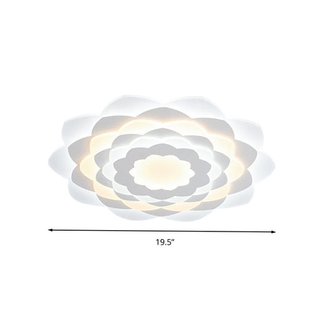 Contemporary Flower - Shaped Led Flushmount Ceiling Light For Bedroom - 16’/19.5’ Wide