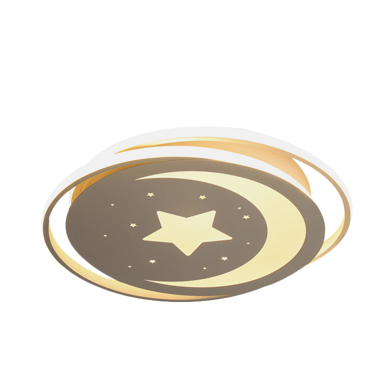 Modern Acrylic Moon And Stars Led Flush Mount Ceiling Light With White/Warm - 16’/19.5’ Width