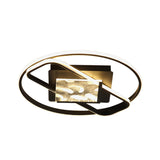 Black Acrylic Led Flushmount Ceiling Light With Modern Ring And Square Design