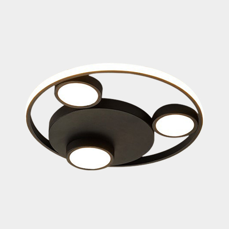 Contemporary Led Black Flush Mount Bear Head Acrylic Light Fixture