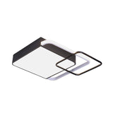 Contemporary Led Flushmount Lighting In Black Square Design – White/Warm Light 18’/21.5’ Wide