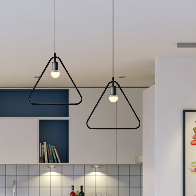 Black Metal Industrial Pendant Light With Frame Shade For Dining Room - 1 Head Ceiling Lighting /