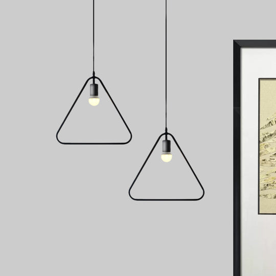 Black Metal Industrial Pendant Light With Frame Shade For Dining Room - 1 Head Ceiling Lighting