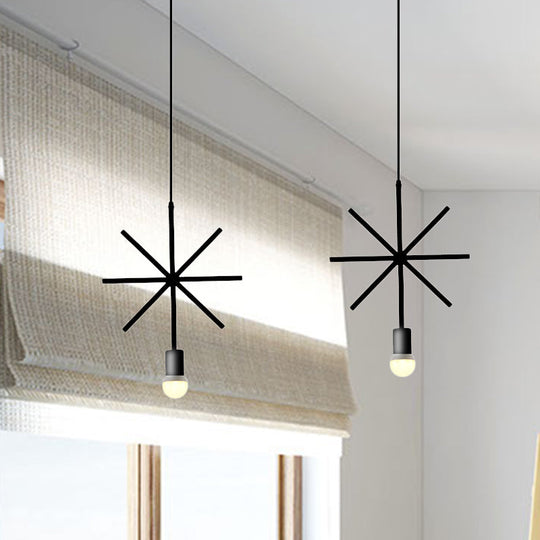 Black Metal Industrial Pendant Light With Frame Shade For Dining Room - 1 Head Ceiling Lighting