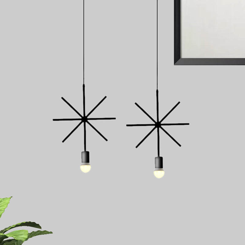 Black Metal Industrial Pendant Light With Frame Shade For Dining Room - 1 Head Ceiling Lighting