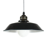 Stylish Loft Barn Lampshade Suspension Light In Black Metallic Ceiling Pendant - 1 10’/14’ Diameter