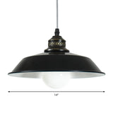 Stylish Barn Loft Ceiling Pendant Light - Metallic Black 10/14 Diameter