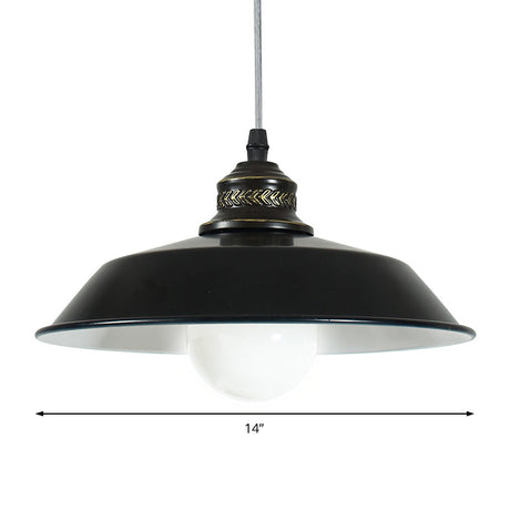 Stylish Barn Loft Ceiling Pendant Light - Metallic Black 10/14 Diameter