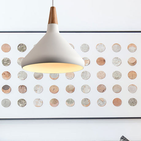 Sleek W Cone Dining Table Pendant Lighting - Metallic 1-Head Hanging Lamp With Adjustable Cord In