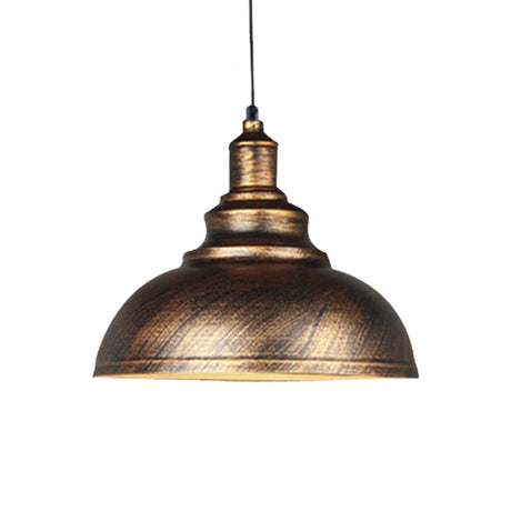 Rustic Metal Bowl Pendant Lamp With Pulley - Silver/Bronze Finish