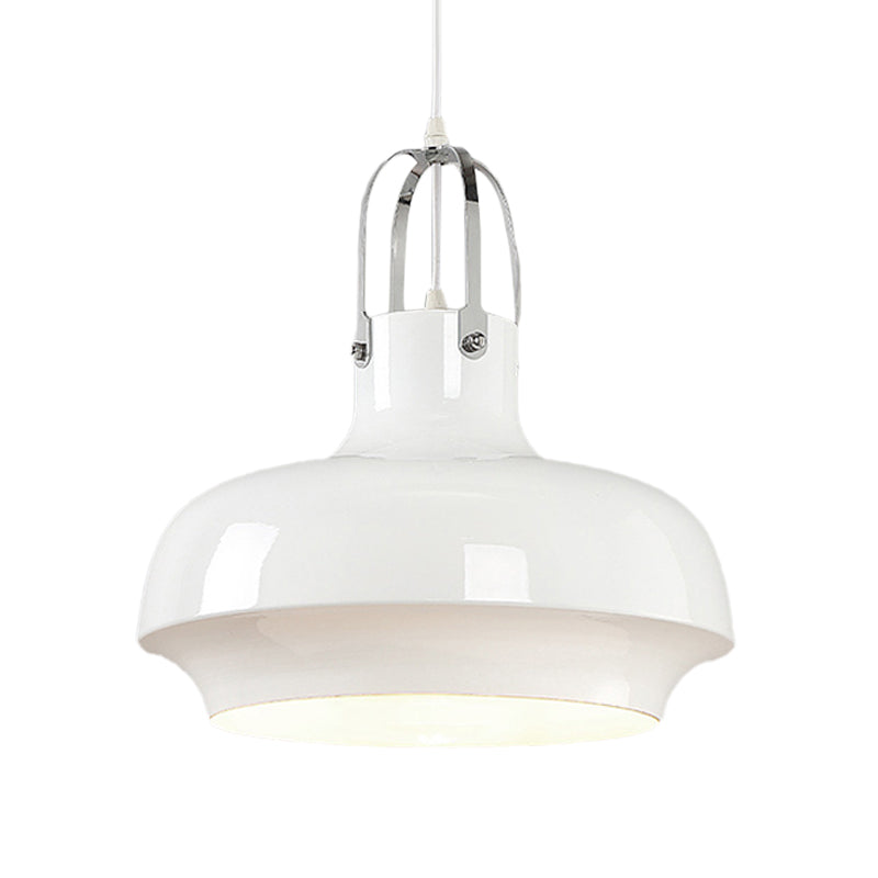 Industrial Metallic Urn Pendant Light In White/Black 10/16/19 W
