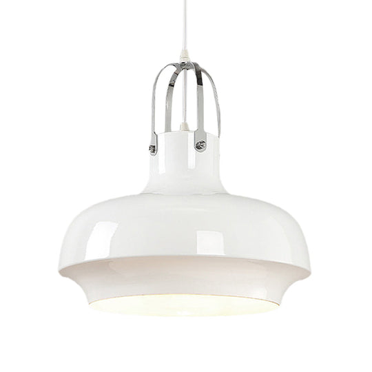 Industrial Metallic Urn Pendant Light In White/Black 10/16/19 W
