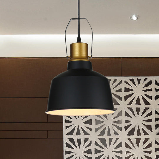 Vintage Bell Ceiling Pendant Light - Black Aluminum Hanging Lamp With Handle