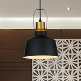 Vintage Bell Aluminum Hanging Lamp - 1 Head Ceiling Pendant Light In Black