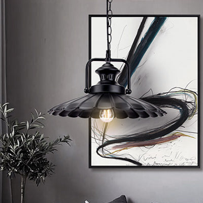 Vintage Industrial Pendant Light - Black Metal Cone Lamp For Indoor Use With 1