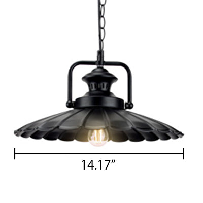 Vintage Industrial Pendant Light - Black Metal Cone Lamp For Indoor Use With 1