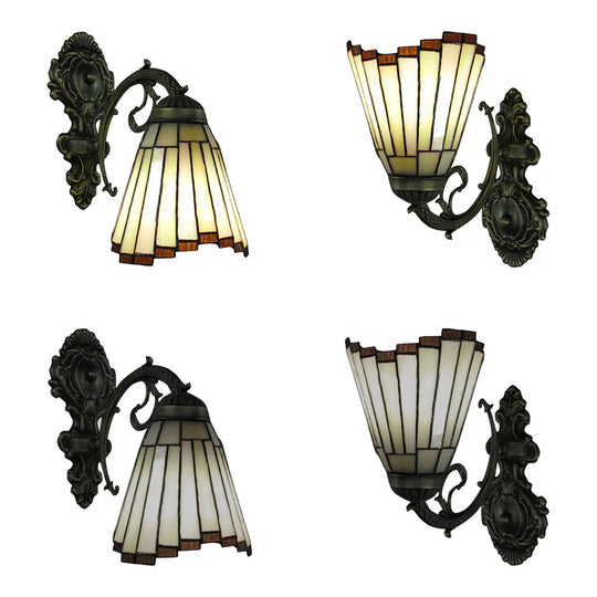Tiffany Style Stained Glass Mini Wall Sconce For Bedroom With Single Light