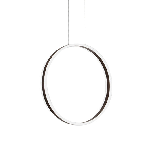 Modernist Ring Hanging Light Kit - Acrylic Dining Room Led Pendant Lamp In Coffee 16’/23.5’ Dia