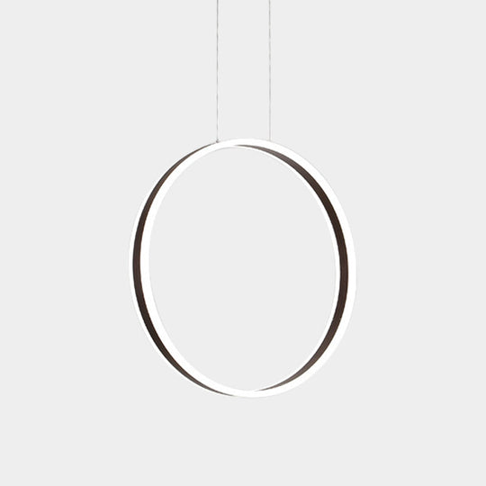 Modernist Acrylic Ring Pendant Lamp 16/23.5 Dia Coffee Led Ceiling Light For Dining Room
