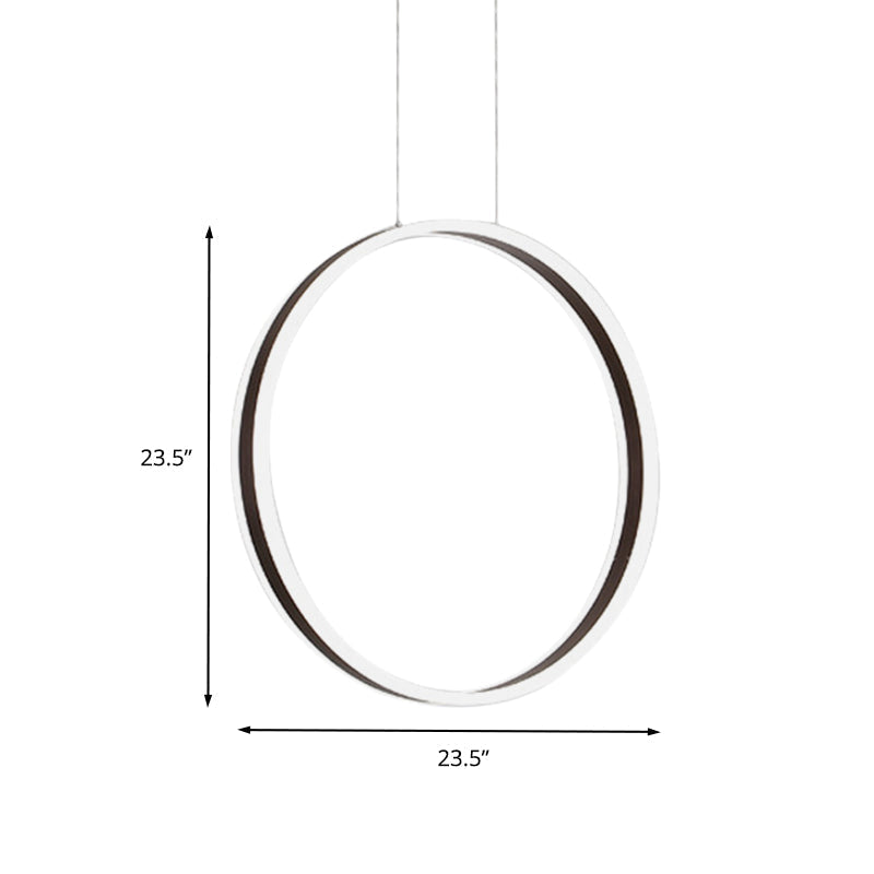 Modernist Acrylic Ring Pendant Lamp 16/23.5 Dia Coffee Led Ceiling Light For Dining Room