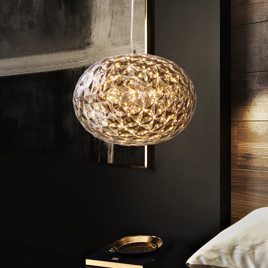 Modern Led Bedside Pendant Light With Ball Acrylic Shade - 10/12 Contemporary Grey