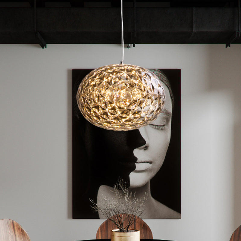 Modern Led Bedside Pendant Light With Ball Acrylic Shade - 10/12 Contemporary Grey