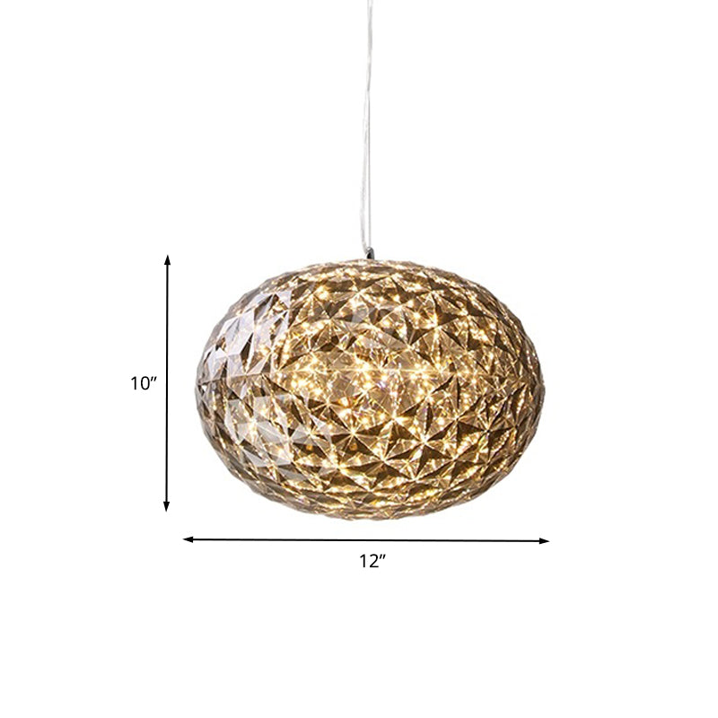 Modern Led Bedside Pendant Light With Ball Acrylic Shade - 10/12 Contemporary Grey