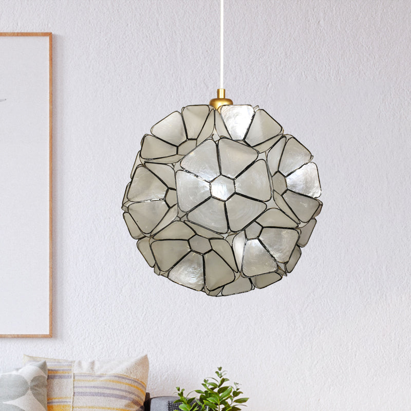 Modernist Black Blossom Pendant Light: Elegant 1-Head Shell Hanging Ceiling Lamp With Splicing
