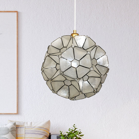 Modernist Black Blossom Pendant Light: Elegant 1-Head Shell Hanging Ceiling Lamp With Splicing