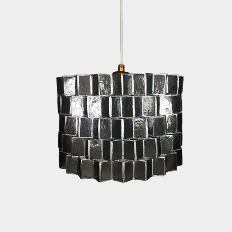 Modernist Shell Pendant Lighting With Black Finish - Sleek Drum Shape 1 Head Suspension Lamp For
