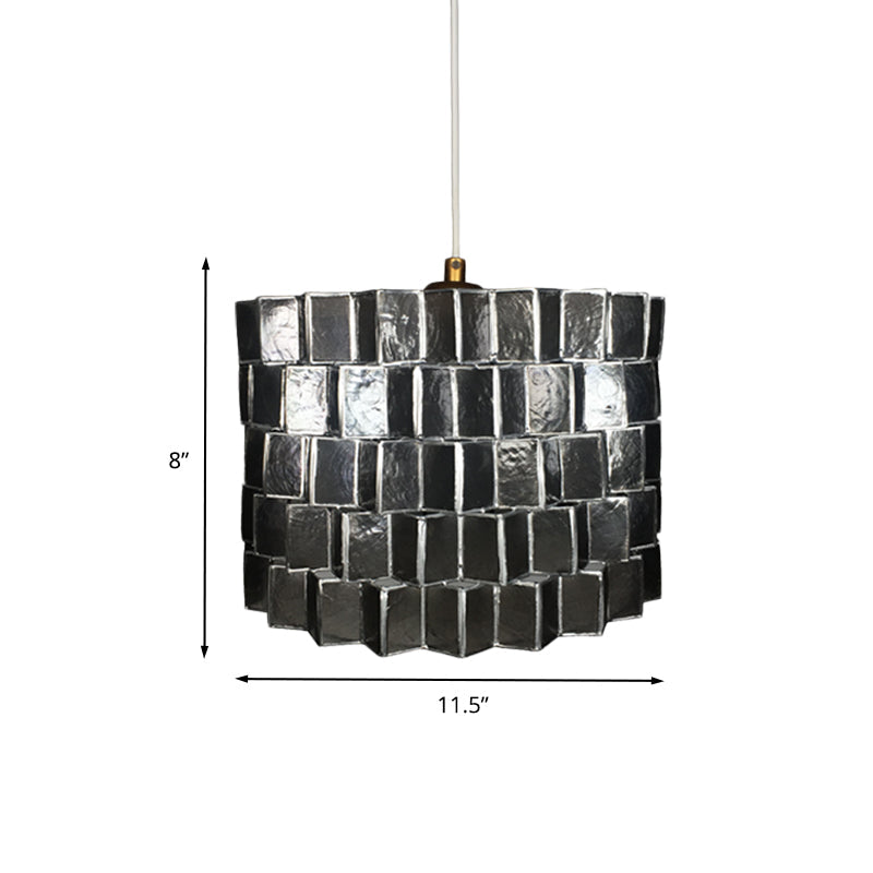 Modern Black Drum Pendant Light For Bedroom Ceiling - Sleek Shell Design With Single Head Suspension