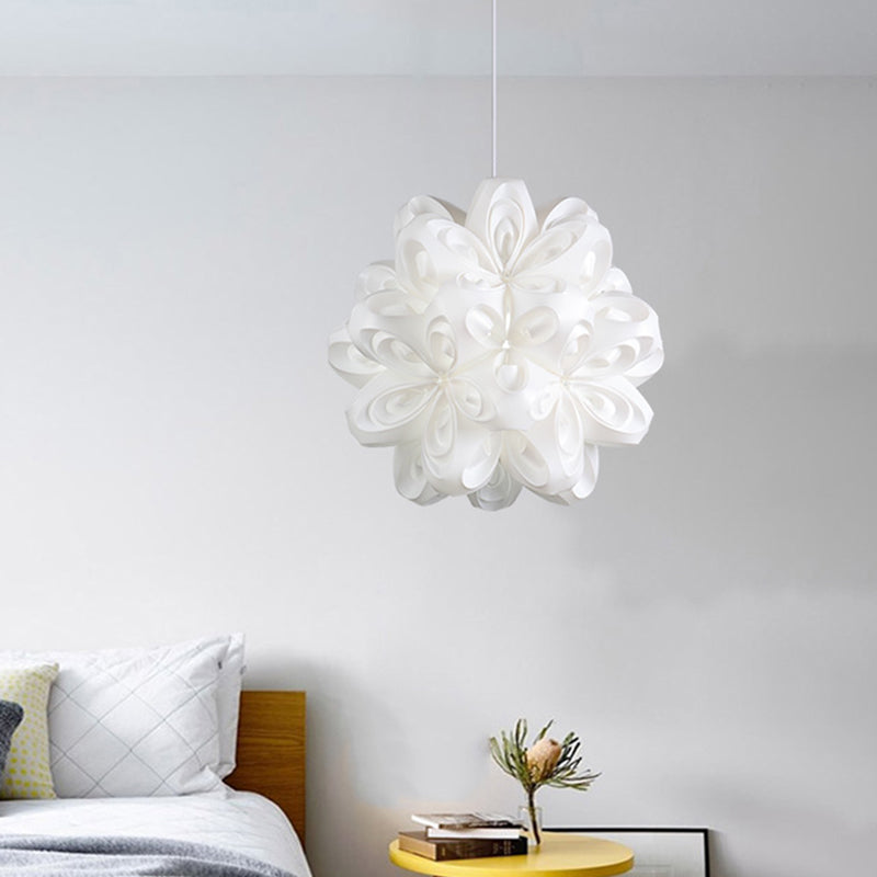 Contemporary White Bedside Pendant Ceiling Fixture With Blossom Acrylic Shade