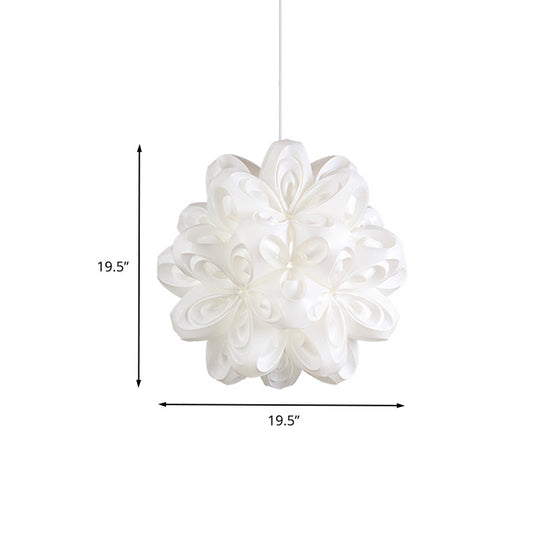 Contemporary White Bedside Pendant Ceiling Fixture With Blossom Acrylic Shade