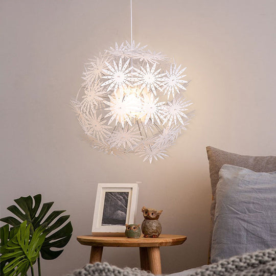 Dandelion 1-Bulb Modern Hanging Light Kit In White - Acrylic 19/23.5 Wide For Bedroom Ceiling