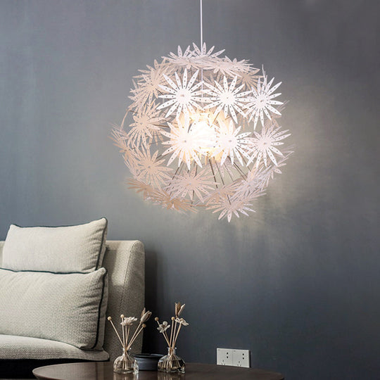 Dandelion Modern Bedroom Pendant: White Acrylic Hanging Light Kit - 1-Bulb 19’/23.5’ Wide’