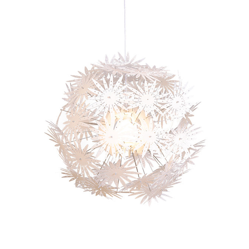 Dandelion Modern Bedroom Pendant: White Acrylic Hanging Light Kit - 1-Bulb 19’/23.5’ Wide’