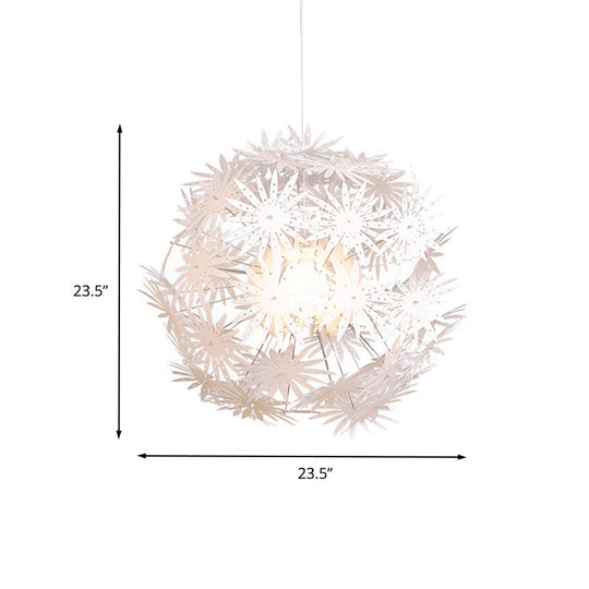 Dandelion 1-Bulb Modern Hanging Light Kit In White - Acrylic 19/23.5 Wide For Bedroom Ceiling