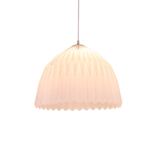 Contemporary 1 Bulb Hanging Ceiling Lamp In White With Acrylic Dome Shade For Dining Room